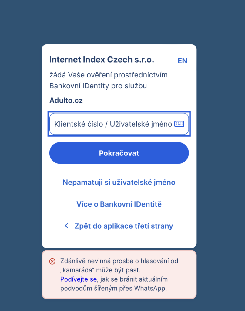Jak jednoduše ověřit věk přes Adulto 3 Snimek obrazovky 2026 04 11 v 9.15.58
